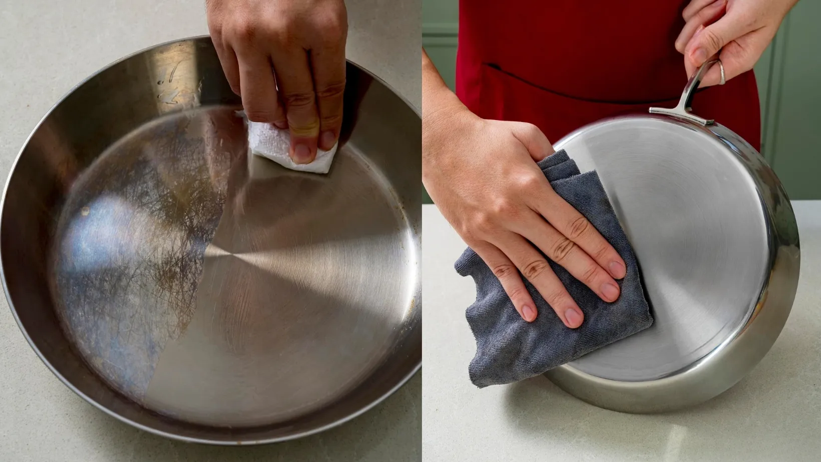 Làm nguội và lau sạch chảo