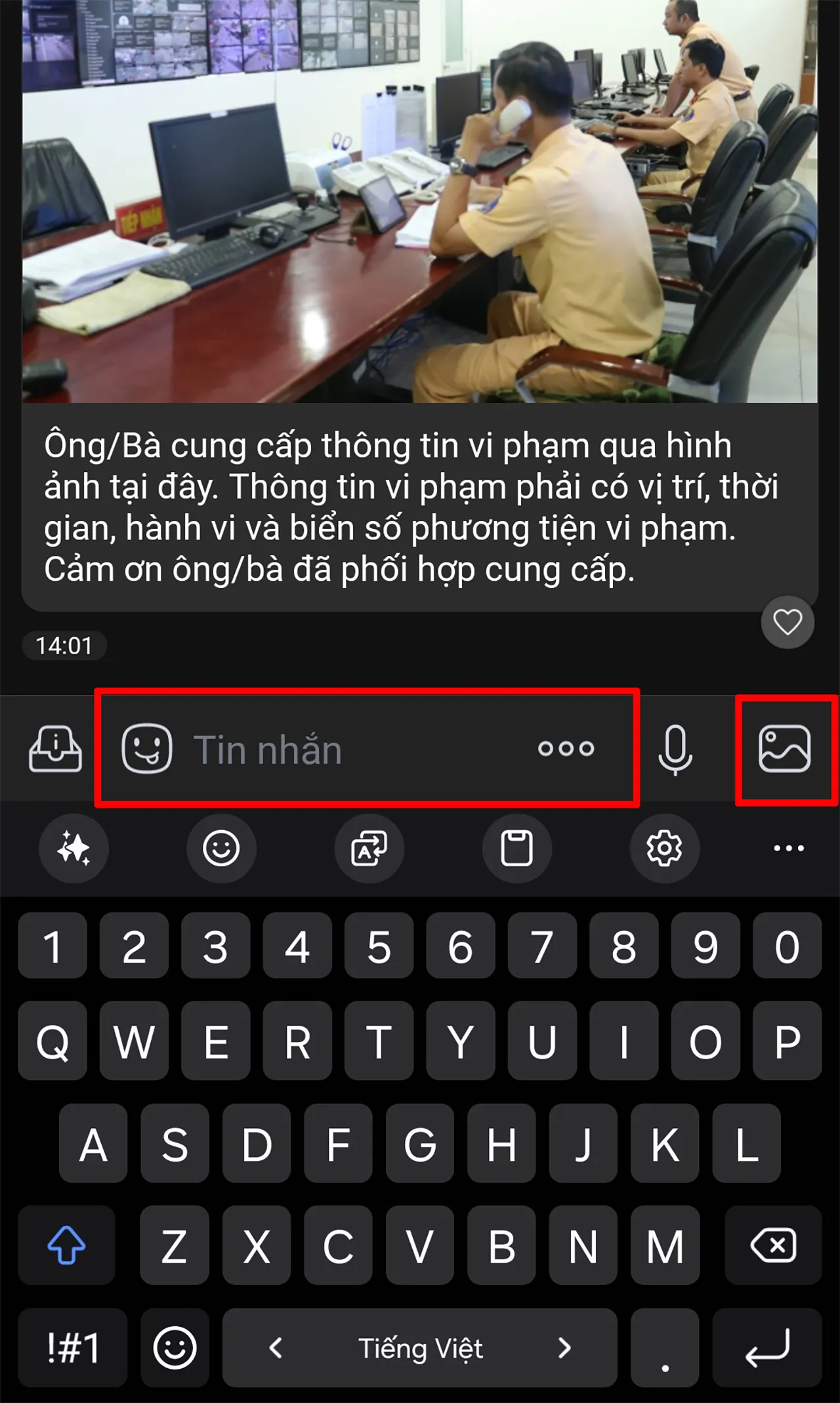 Hướng dẫn phản ánh vi phạm giao thông qua Zalo