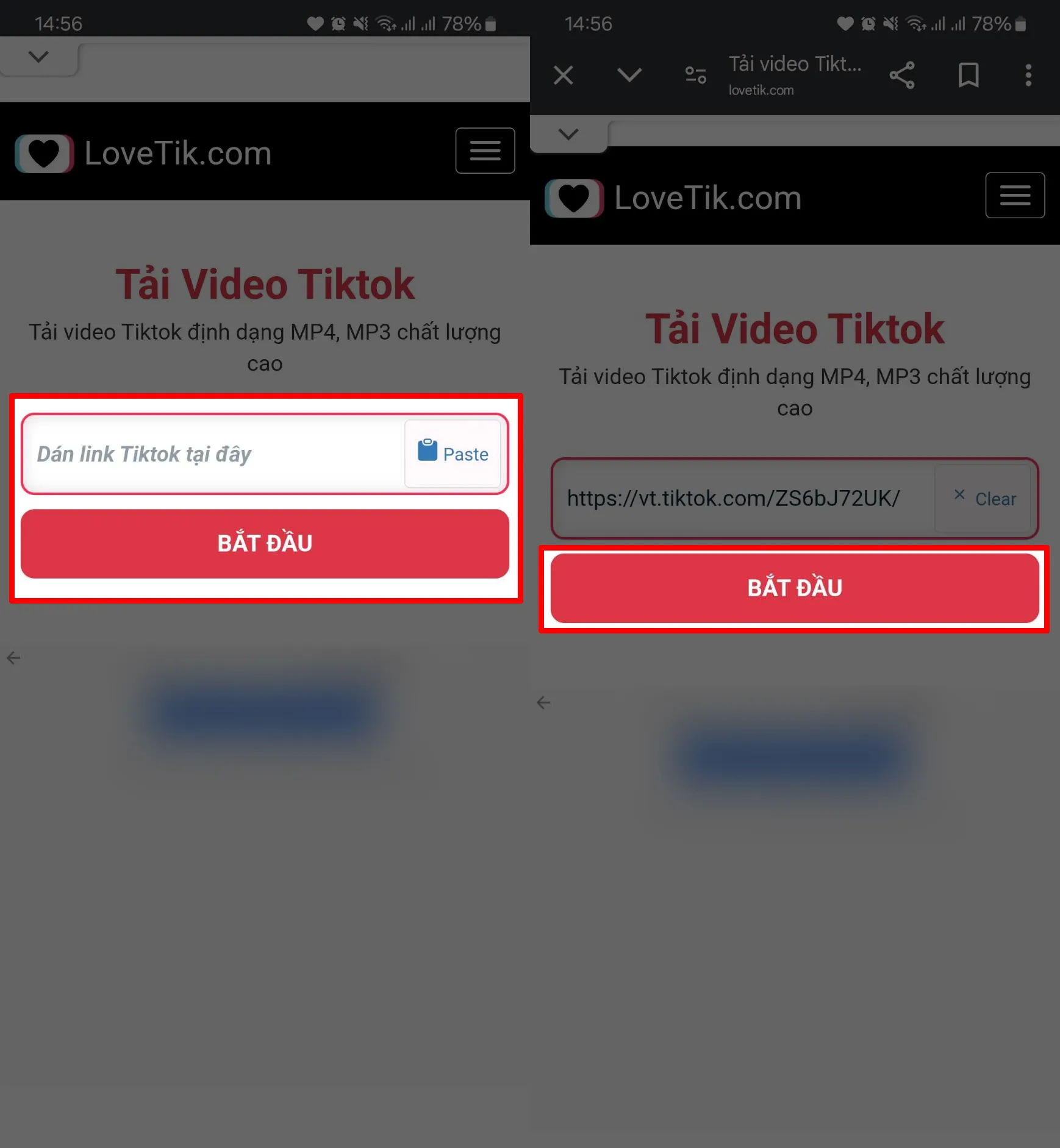 Dán link TikTok vào LoveTik để tải nhạc