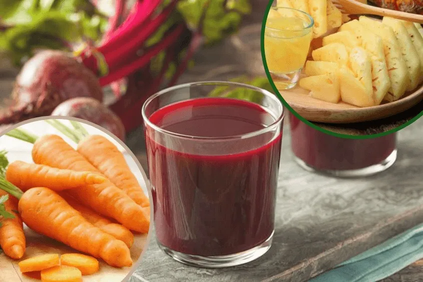 Nước ép cà rốt, dứa, củ dền hỗ trợ giảm mỡ đùi