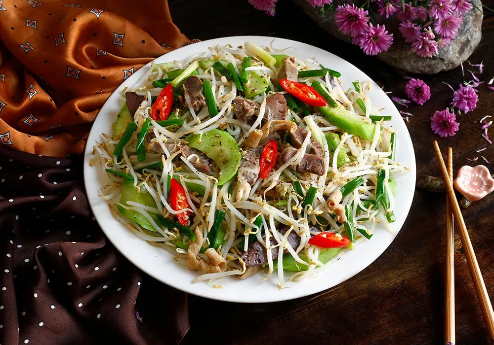 Mề gà xào giá đỗ